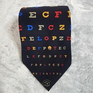 Vicky Davis Tie Mens Black Silk Eye Chart Optometrist Novelty Necktie Print
